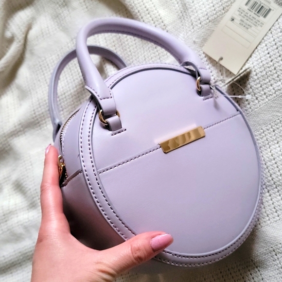 A New Day Lilac Crossbody Circular Round Box Bag Purse Clutch w R… - Picture 3 of 5